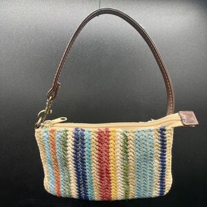 Cute Bag Small Woven Crochet Boho Hobo Wristlet Multicolor Stripe